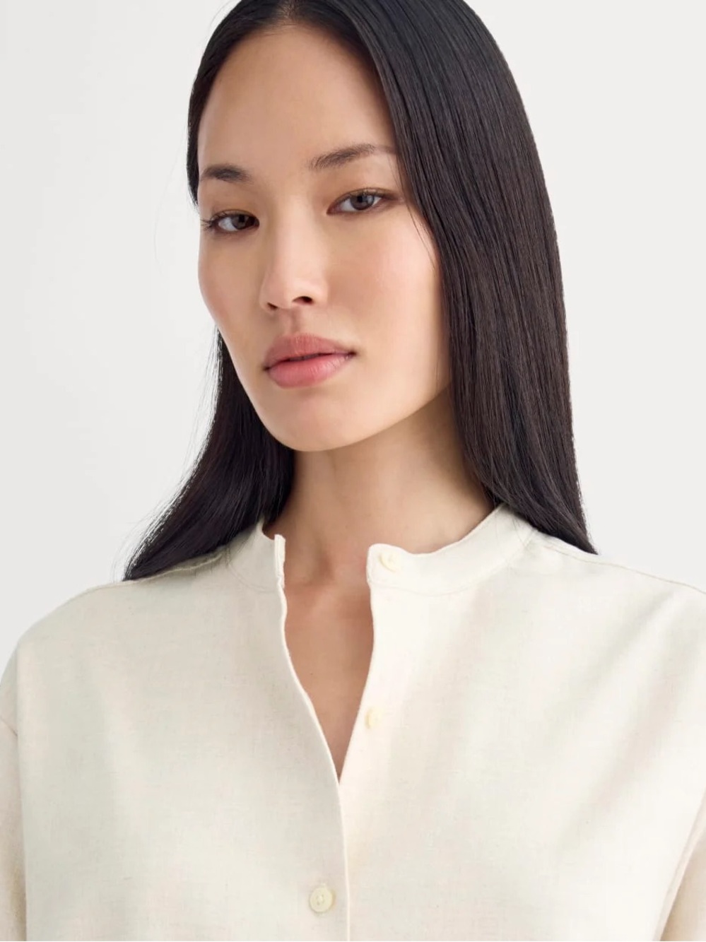 Everlane 100% Organic Cotton Flannel Shirt Button Up Heathered Oat XS - Picture 3 of 12